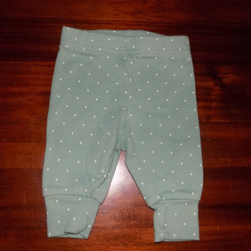 Newborn Leggings Mint with White Polka Dots